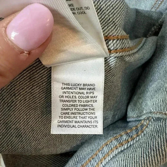 LUCKY BRAND Crochet Capsule Trucker Denim Distressed Jacket, Size Medium - Picture 15 of 16